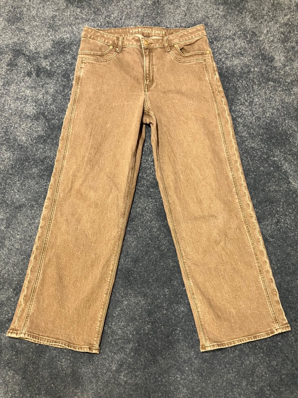 American Eagle Brown-Washed Denim Stovepipe Jeans (Size 10)